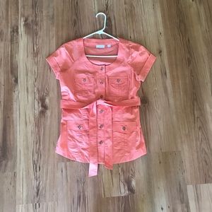 New York & Co. peach button up top